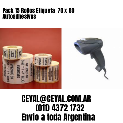 Pack 15 Rollos Etiqueta  70 x 80 Autoadhesivas