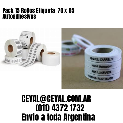 Pack 15 Rollos Etiqueta  70 x 85 Autoadhesivas