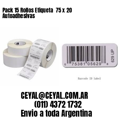 Pack 15 Rollos Etiqueta  75 x 20 Autoadhesivas