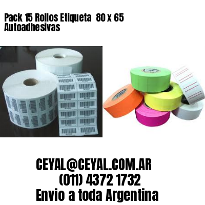 Pack 15 Rollos Etiqueta  80 x 65 Autoadhesivas