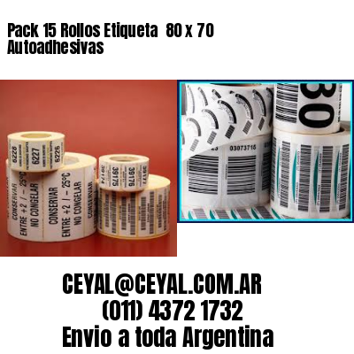Pack 15 Rollos Etiqueta  80 x 70 Autoadhesivas