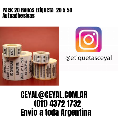 Pack 20 Rollos Etiqueta  20 x 50 Autoadhesivas
