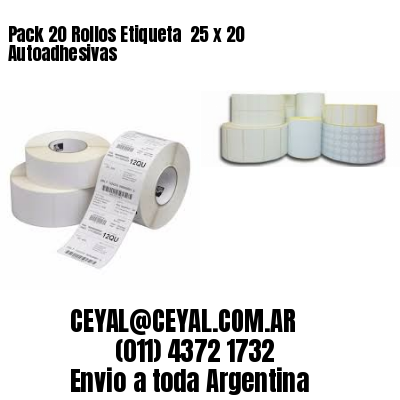 Pack 20 Rollos Etiqueta  25 x 20 Autoadhesivas