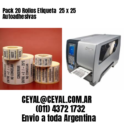 Pack 20 Rollos Etiqueta  25 x 25 Autoadhesivas
