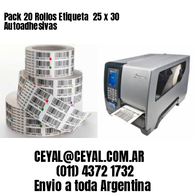 Pack 20 Rollos Etiqueta  25 x 30 Autoadhesivas