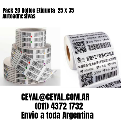 Pack 20 Rollos Etiqueta  25 x 35 Autoadhesivas