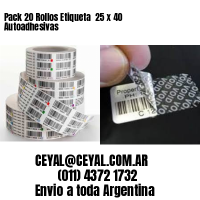 Pack 20 Rollos Etiqueta  25 x 40 Autoadhesivas