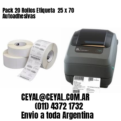 Pack 20 Rollos Etiqueta  25 x 70 Autoadhesivas