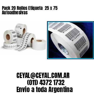 Pack 20 Rollos Etiqueta  25 x 75 Autoadhesivas