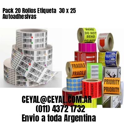 Pack 20 Rollos Etiqueta  30 x 25 Autoadhesivas