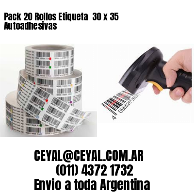 Pack 20 Rollos Etiqueta  30 x 35 Autoadhesivas