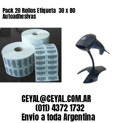 Pack 20 Rollos Etiqueta  30 x 80 Autoadhesivas