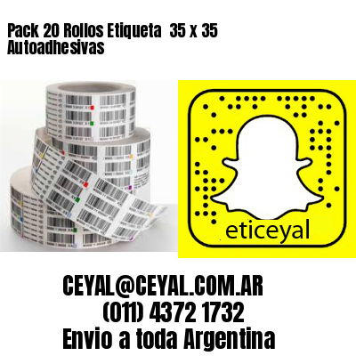 Pack 20 Rollos Etiqueta  35 x 35 Autoadhesivas
