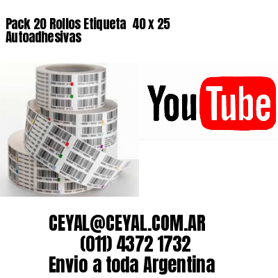 Pack 20 Rollos Etiqueta  40 x 25 Autoadhesivas