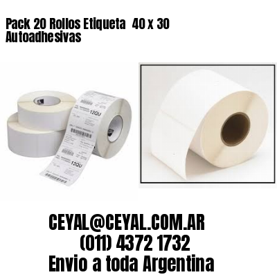 Pack 20 Rollos Etiqueta  40 x 30 Autoadhesivas