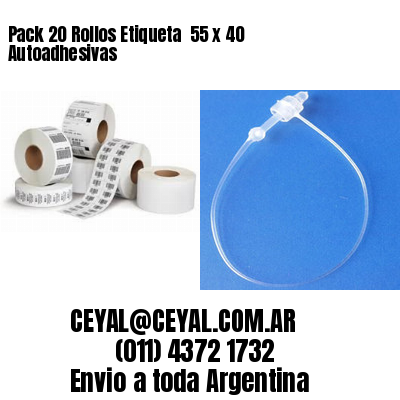 Pack 20 Rollos Etiqueta  55 x 40 Autoadhesivas