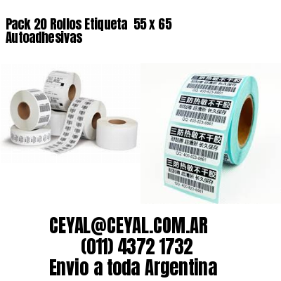 Pack 20 Rollos Etiqueta  55 x 65 Autoadhesivas