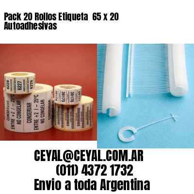 Pack 20 Rollos Etiqueta  65 x 20 Autoadhesivas