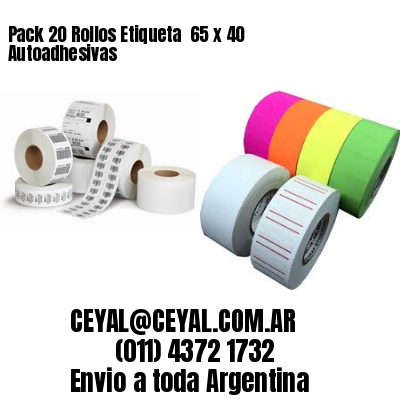 Pack 20 Rollos Etiqueta  65 x 40 Autoadhesivas