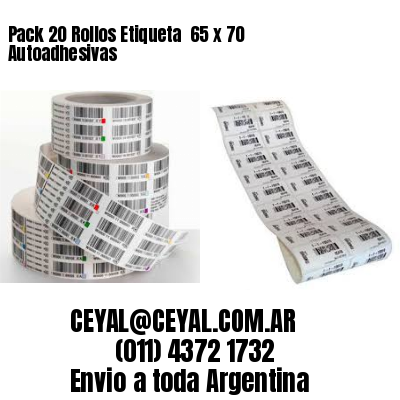 Pack 20 Rollos Etiqueta  65 x 70 Autoadhesivas