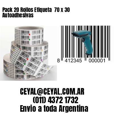 Pack 20 Rollos Etiqueta  70 x 30 Autoadhesivas