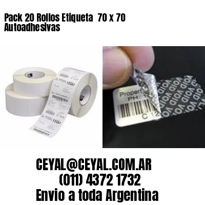 Pack 20 Rollos Etiqueta  70 x 70 Autoadhesivas