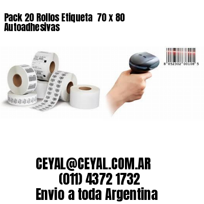 Pack 20 Rollos Etiqueta  70 x 80 Autoadhesivas