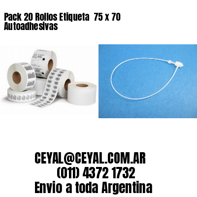 Pack 20 Rollos Etiqueta  75 x 70 Autoadhesivas