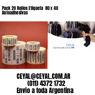Pack 20 Rollos Etiqueta  80 x 40 Autoadhesivas
