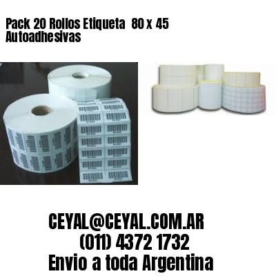 Pack 20 Rollos Etiqueta  80 x 45 Autoadhesivas