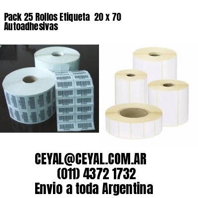Pack 25 Rollos Etiqueta  20 x 70 Autoadhesivas