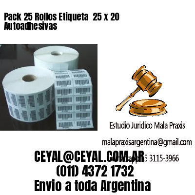 Pack 25 Rollos Etiqueta  25 x 20 Autoadhesivas