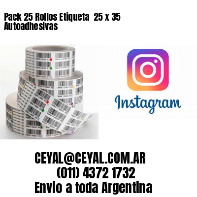 Pack 25 Rollos Etiqueta  25 x 35 Autoadhesivas