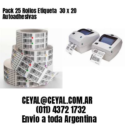 Pack 25 Rollos Etiqueta  30 x 20 Autoadhesivas