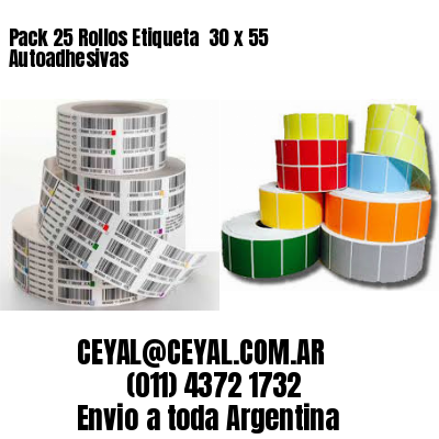Pack 25 Rollos Etiqueta  30 x 55 Autoadhesivas