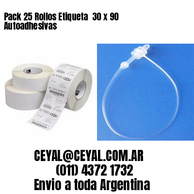 Pack 25 Rollos Etiqueta  30 x 90 Autoadhesivas