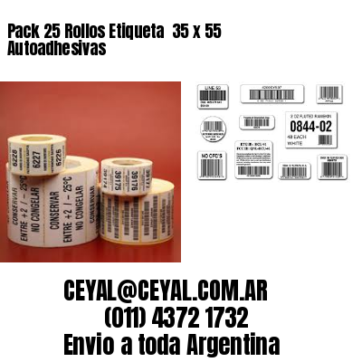 Pack 25 Rollos Etiqueta  35 x 55 Autoadhesivas