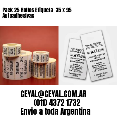Pack 25 Rollos Etiqueta  35 x 95 Autoadhesivas