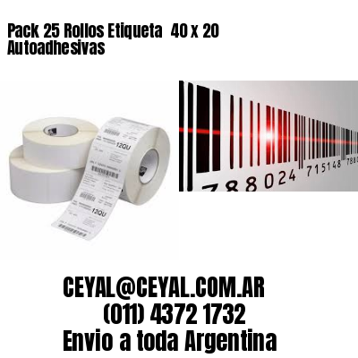 Pack 25 Rollos Etiqueta  40 x 20 Autoadhesivas