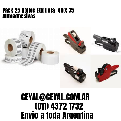 Pack 25 Rollos Etiqueta  40 x 35 Autoadhesivas
