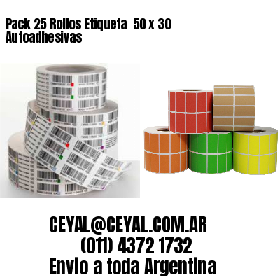 Pack 25 Rollos Etiqueta  50 x 30 Autoadhesivas