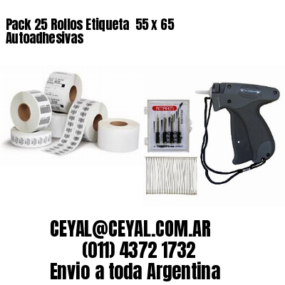 Pack 25 Rollos Etiqueta  55 x 65 Autoadhesivas