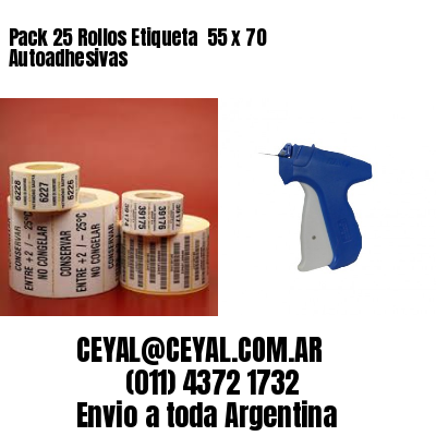 Pack 25 Rollos Etiqueta  55 x 70 Autoadhesivas