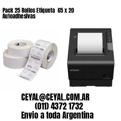Pack 25 Rollos Etiqueta  65 x 20 Autoadhesivas