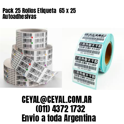 Pack 25 Rollos Etiqueta  65 x 25 Autoadhesivas
