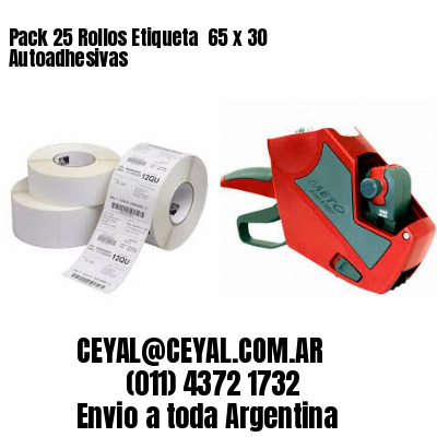 Pack 25 Rollos Etiqueta  65 x 30 Autoadhesivas