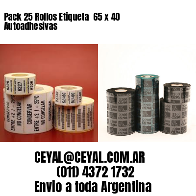 Pack 25 Rollos Etiqueta  65 x 40 Autoadhesivas