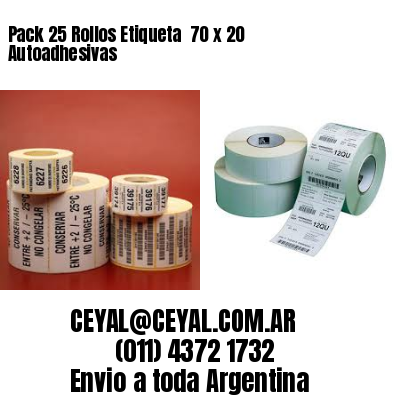Pack 25 Rollos Etiqueta  70 x 20 Autoadhesivas