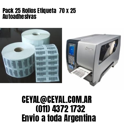 Pack 25 Rollos Etiqueta  70 x 25 Autoadhesivas