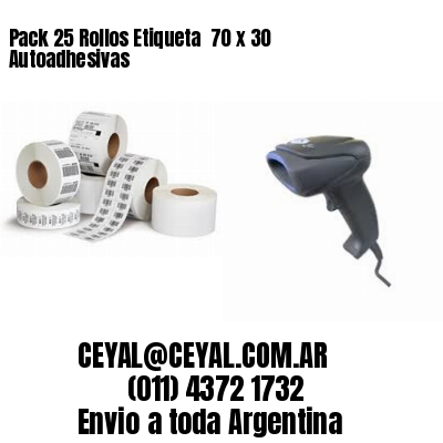 Pack 25 Rollos Etiqueta  70 x 30 Autoadhesivas